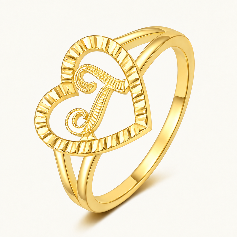 Personalized Heart Initial Ring