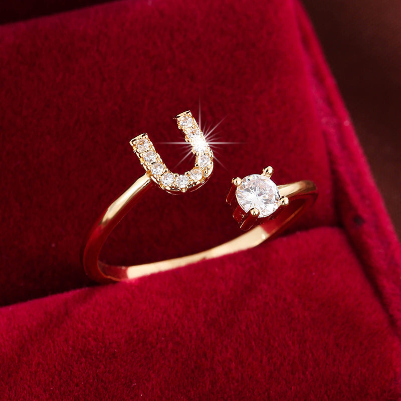 Adjustable Initial Ring – Zircon 26-Letter Band