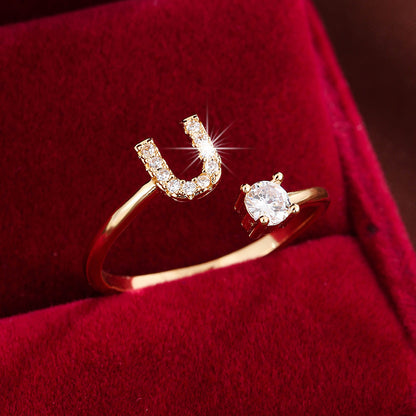 Adjustable Initial Ring – Zircon 26-Letter Band
