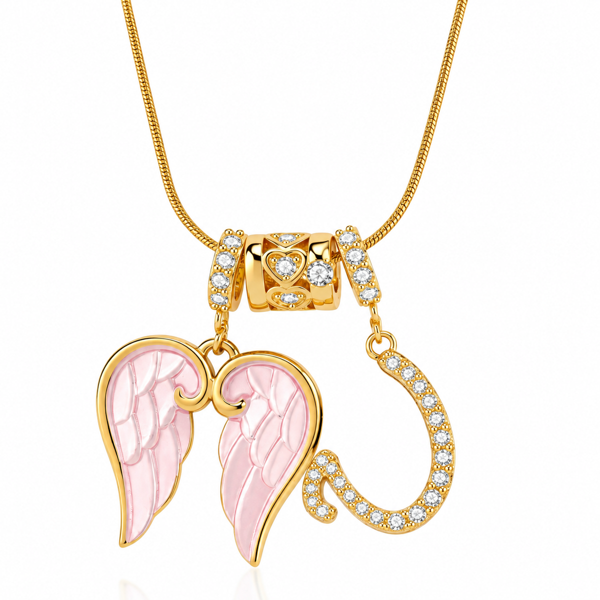 Angel Wing Initial Necklace