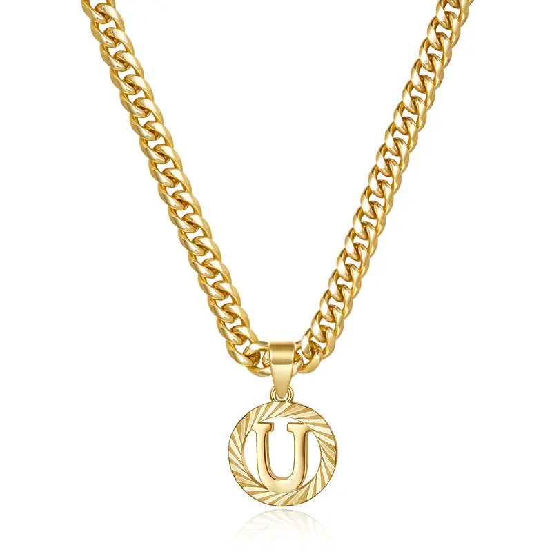 14K Gold Plated Unisex Alphabet Pendant Initial Necklace
