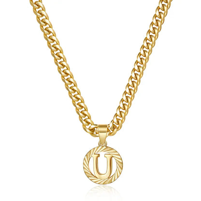 14K Gold Plated Unisex Alphabet Pendant Initial Necklace