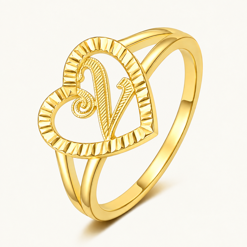 Personalized Heart Initial Ring