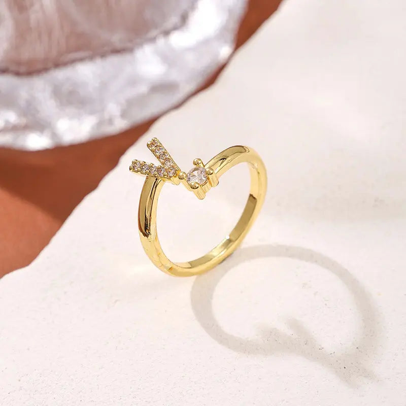 Adjustable Initial Ring – Zircon 26-Letter Band