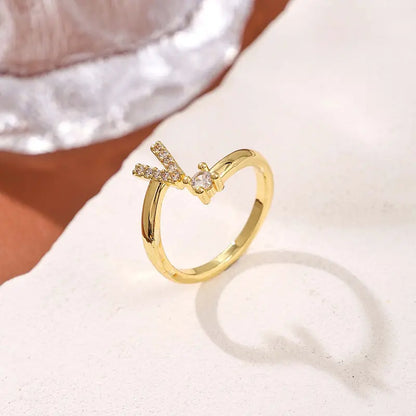 Adjustable Initial Ring – Zircon 26-Letter Band
