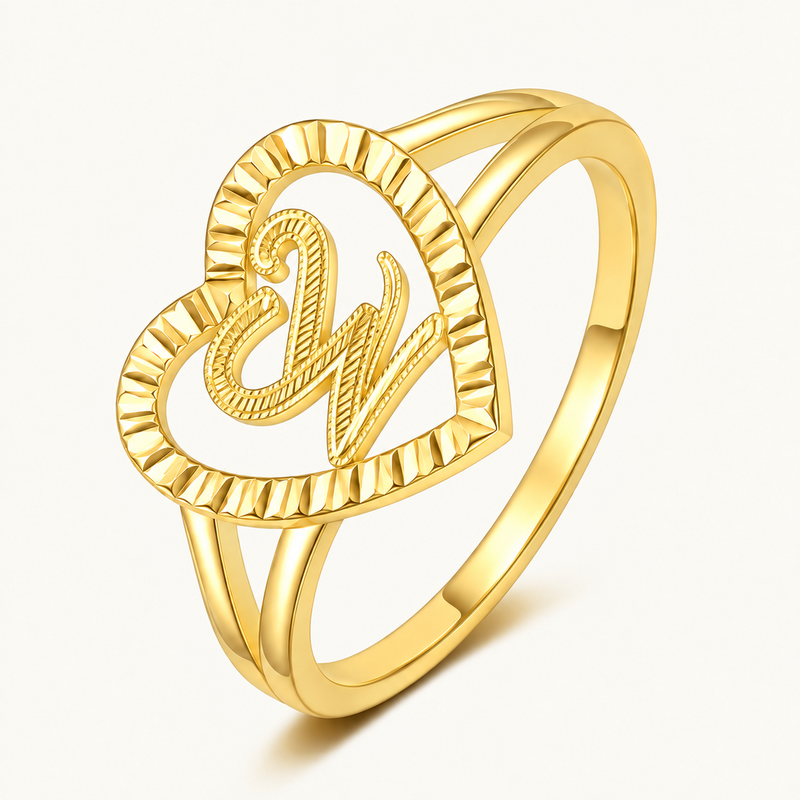 Personalized Heart Initial Ring