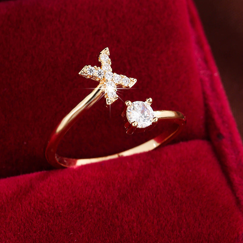 Adjustable Initial Ring – Zircon 26-Letter Band