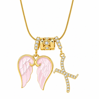Angel Wing Initial Necklace