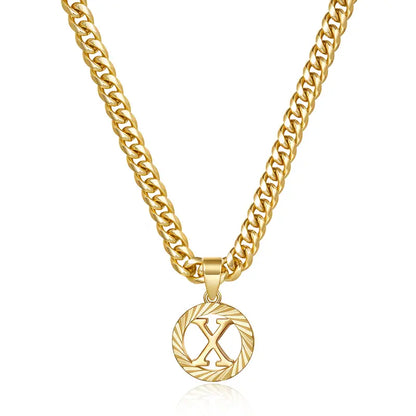 14K Gold Plated Unisex Alphabet Pendant Initial Necklace