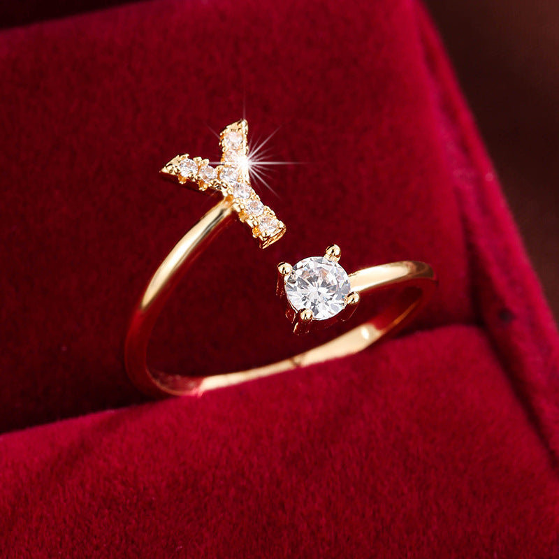 Adjustable Initial Ring – Zircon 26-Letter Band