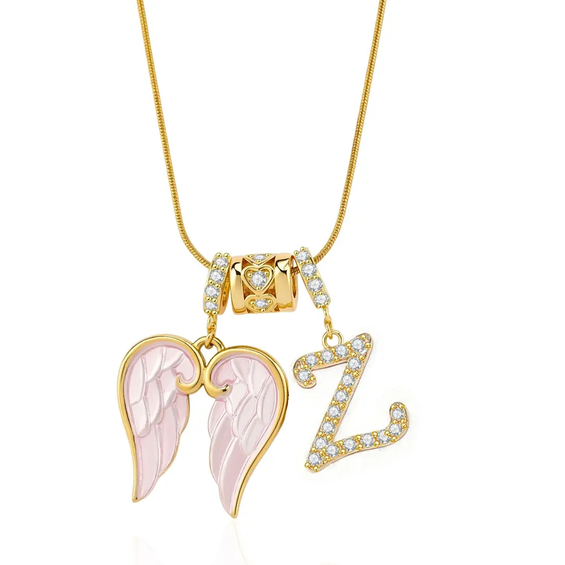 Angel Wing Initial Necklace