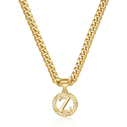 14K Gold Plated Unisex Alphabet Pendant Initial Necklace