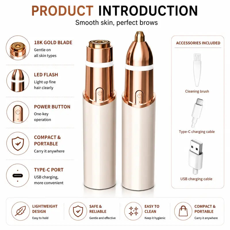 2 in 1 facial & eyebrow hair trimmer