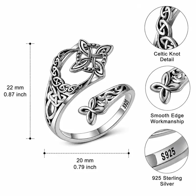 925 Sterling Silver Celtic Witch’s Knot Ring