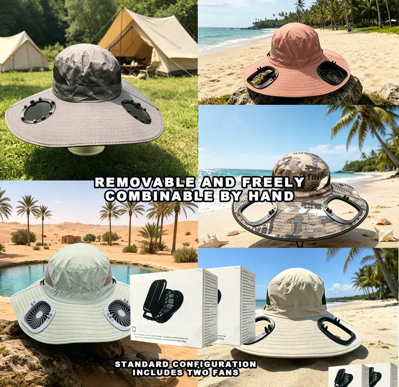Dual-Fan Cooling Sun Hat