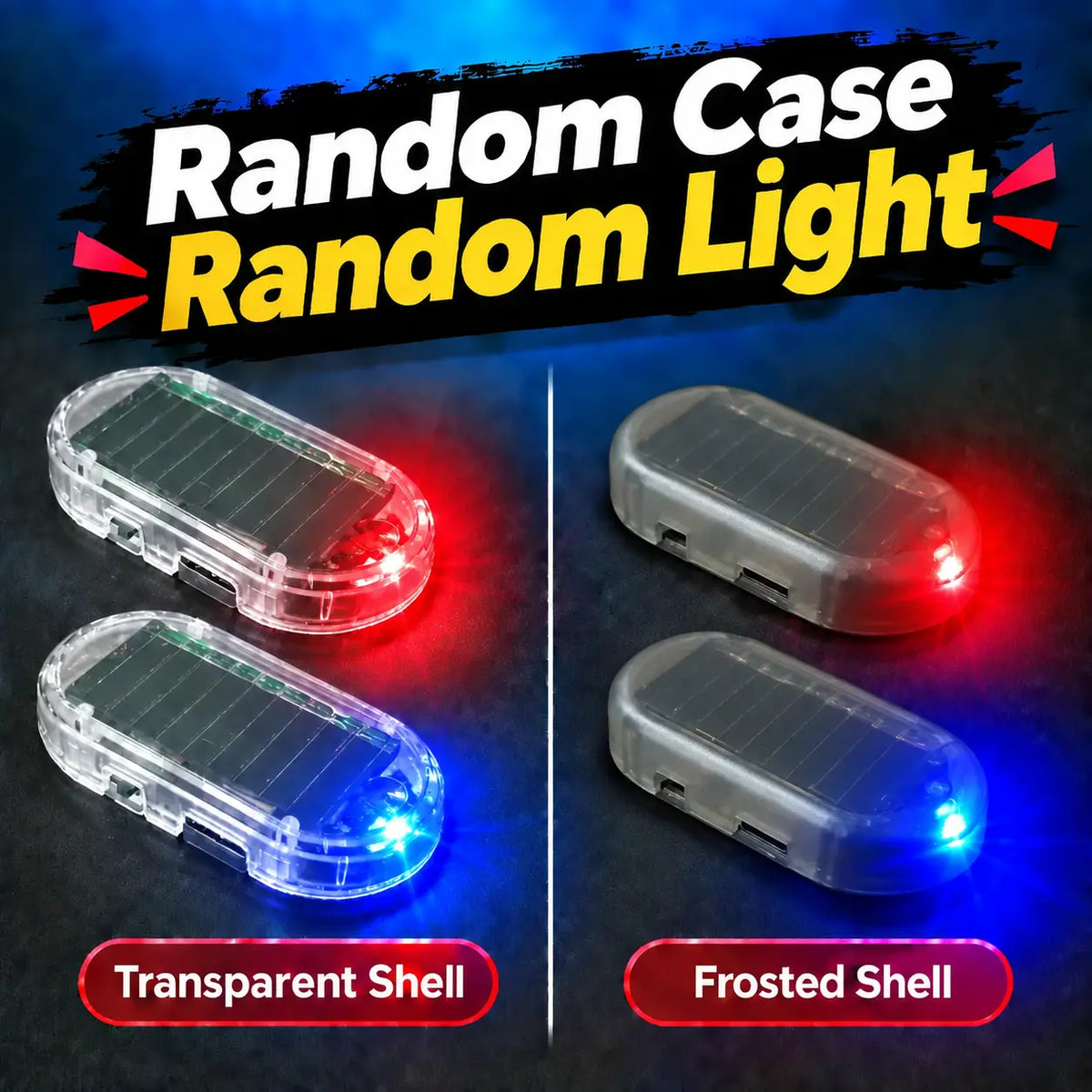2PCS Solar-Powered Car Alarm LED Lights
