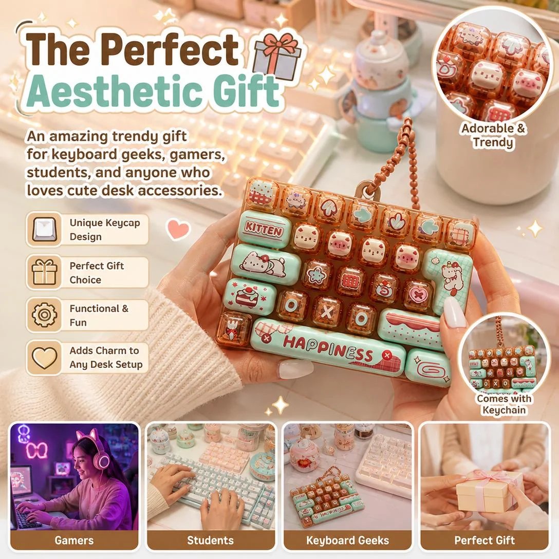 26-Key Mini Mechanical Keyboard Fidget Toy Keychain