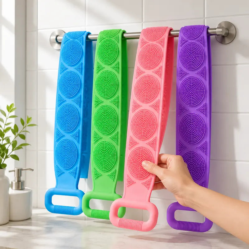 Silicone Double-Sided Bath Brush with Long Handle