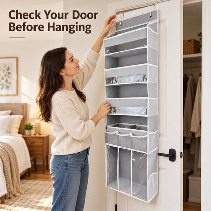 Over-Door Hanging Organizer with Clear-Front Compartments