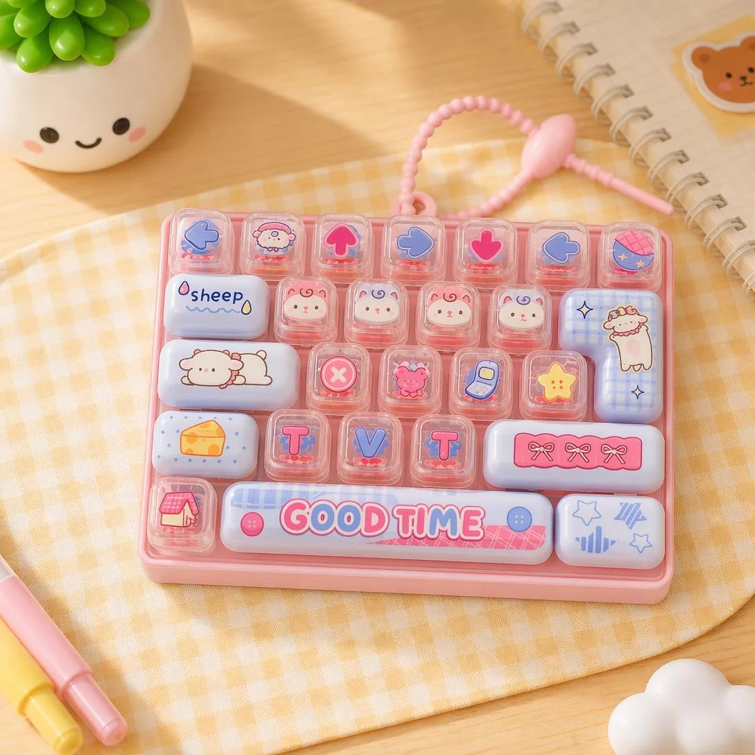 26-Key Mini Mechanical Keyboard Fidget Toy Keychain