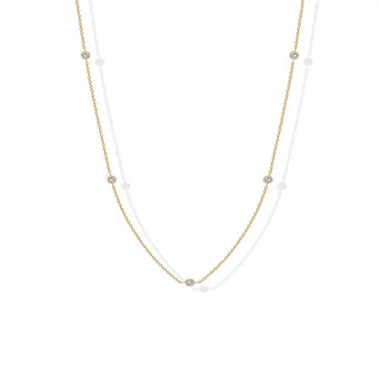 14K Gold Plated CZ Station Necklace