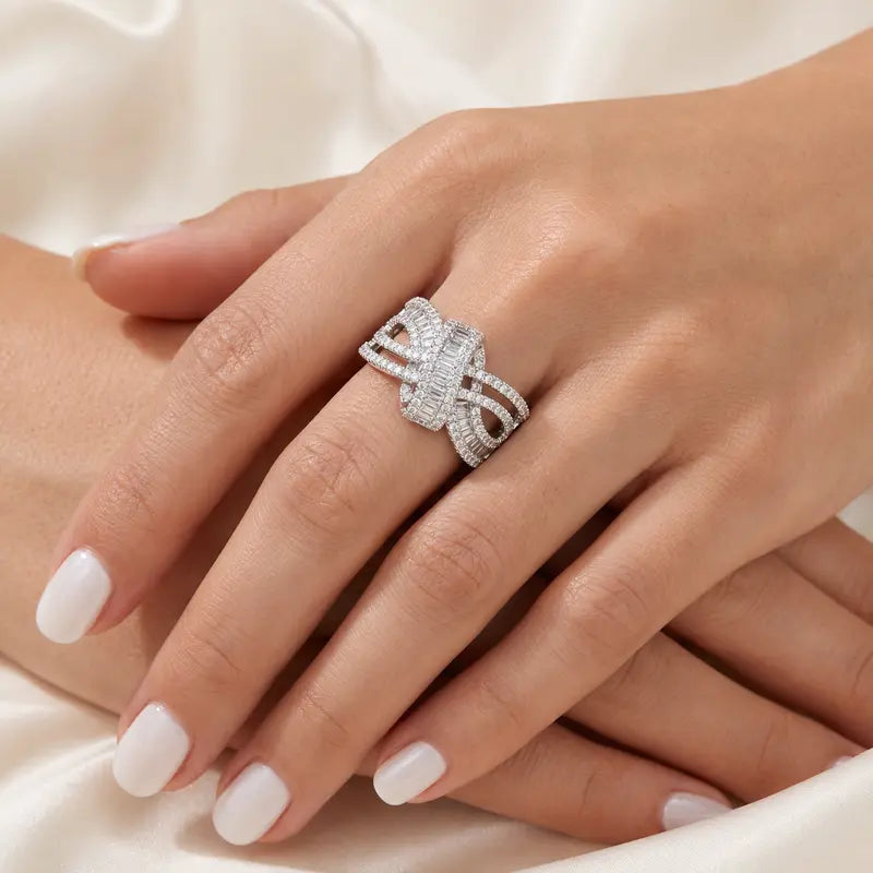 Sparkling Bow Statement Ring