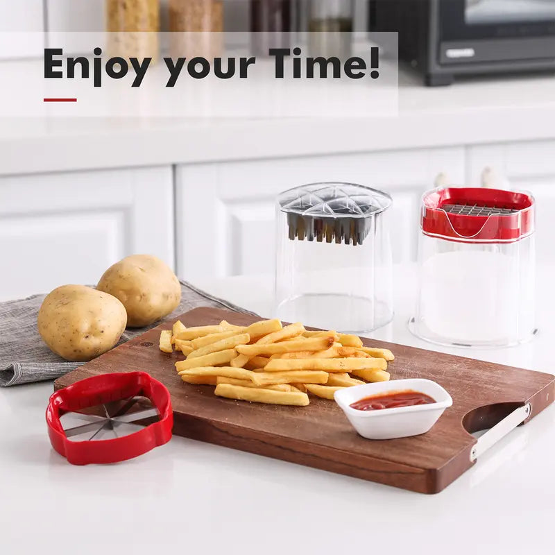 French Fry Cutter with 3 Interchangeable Blades