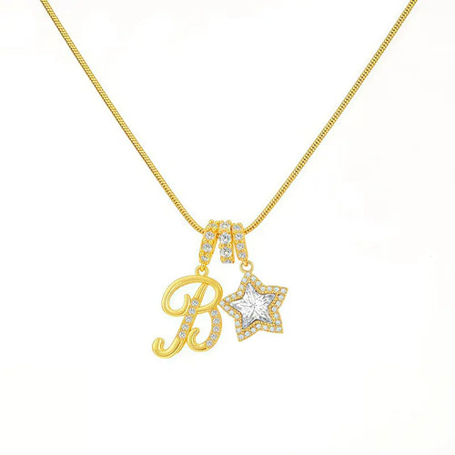 26-letter gold pendant with star decorations