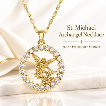St. Michael Halo Pendant Necklace – Symbol of Protection & Strength