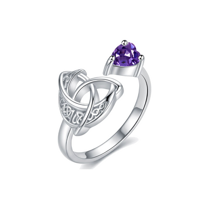 925 Sterling Silver Celtic Heart Birthstone Ring