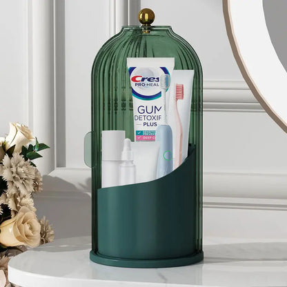 360° Rotating Toothbrush Holder with Cover – Compact Bathroom Organizer