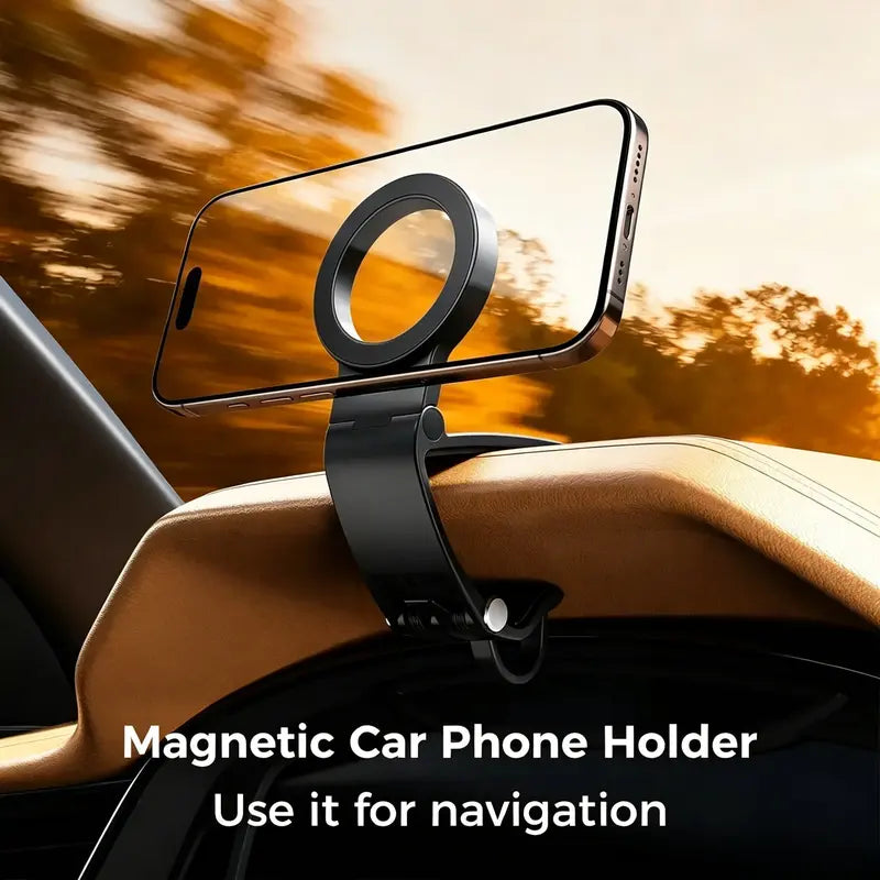 Magnetic Car Phone Holder | Dashboard & Sun Visor Foldable Mount