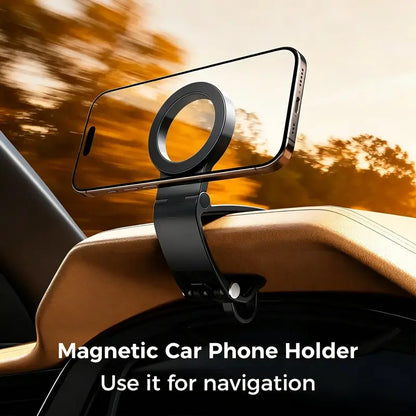 Magnetic Car Phone Holder | Dashboard & Sun Visor Foldable Mount