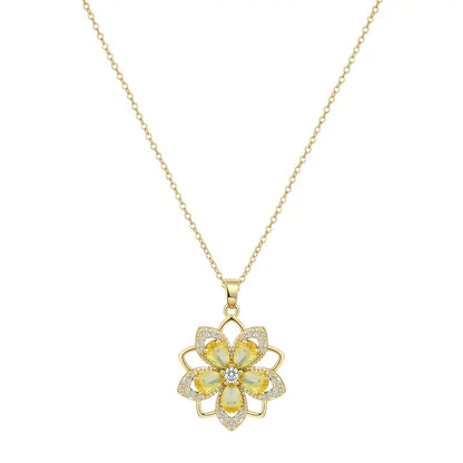 Rotating Birthstone Flower Necklace