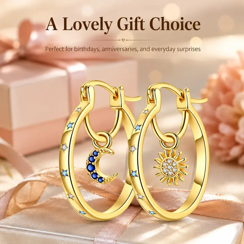 Celestial Sun & Moon Hoop Earrings