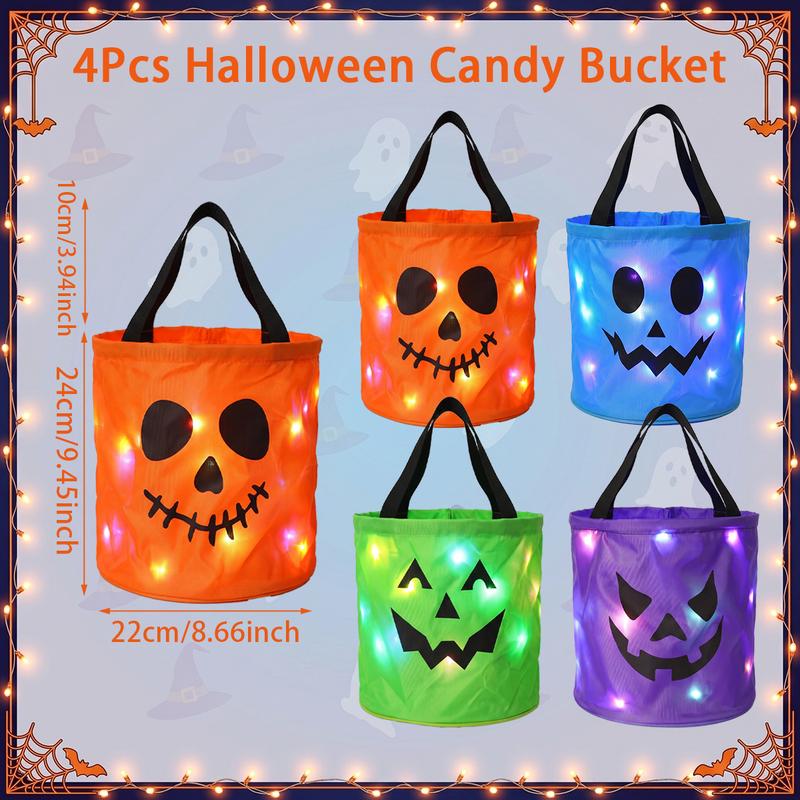 🔥 Halloween Early Discount 50% OFF🎃4 Pcs Halloween Candy Bucket with LED Lights