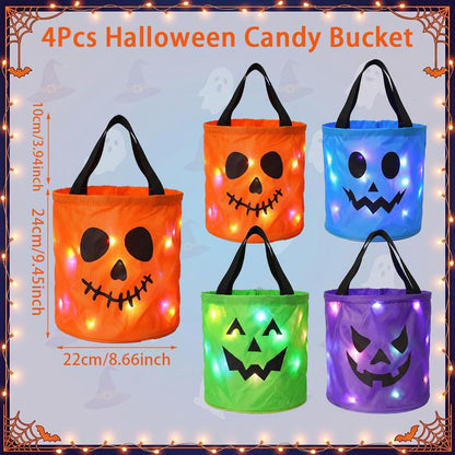🔥 Halloween Early Discount 50% OFF🎃4 Pcs Halloween Candy Bucket with LED Lights