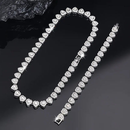2pcs Heart-Shaped Cuban Chain Necklace Set