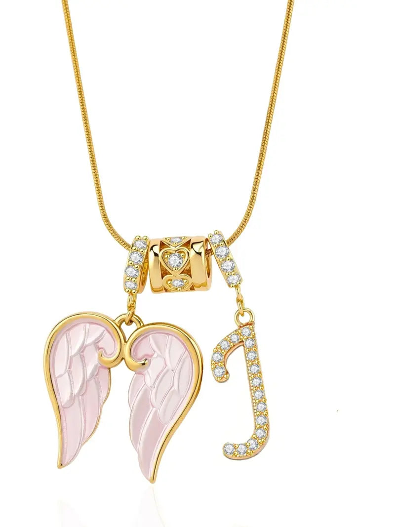 Angel Wing Initial Necklace