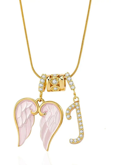 Angel Wing Initial Necklace