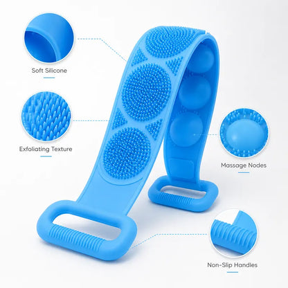 Silicone Double-Sided Bath Brush with Long Handle