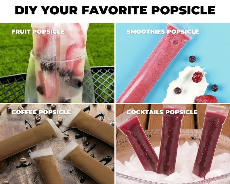 100-Pack Disposable Ice Pop Bags with Funnel