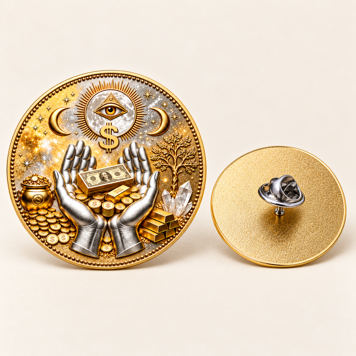 Wealth & Prosperity All-Seeing Eye Lucky Charm Brooch Pin