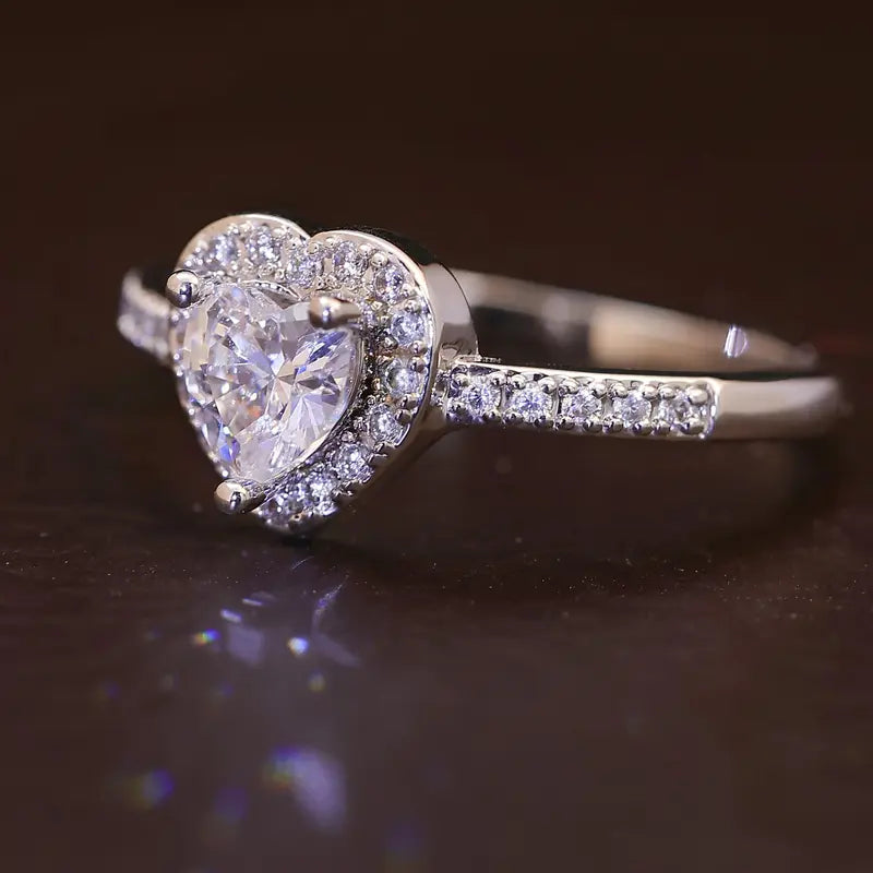Heart Cut Moissanite Solitaire Engagement Ring