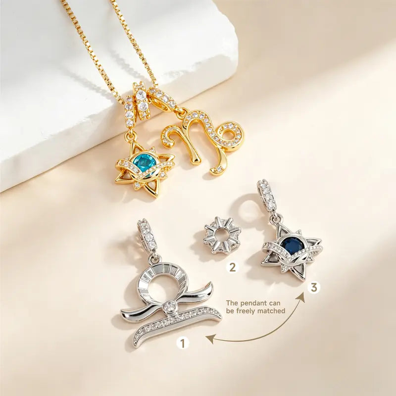 18K Gold-Plated Colorful Zodiac Star Necklace