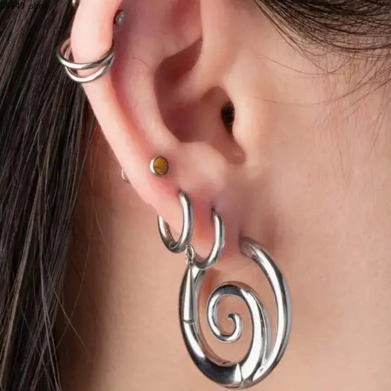 Gothic Spiral Hoop Earrings