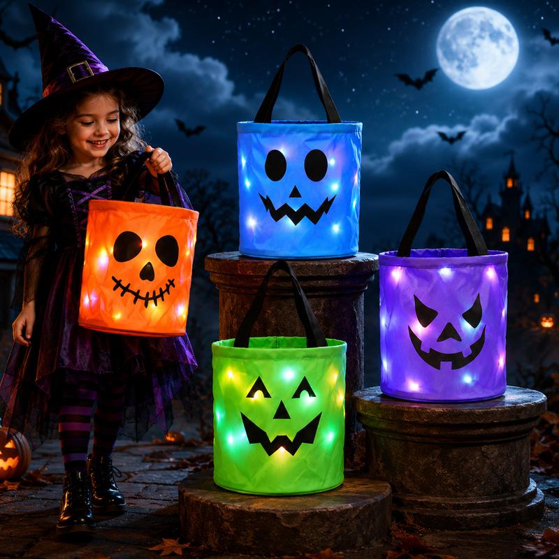 🔥 Halloween Early Discount 50% OFF🎃4 Pcs Halloween Candy Bucket with LED Lights
