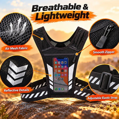 🏃 Lightweight Running Vest with Phone Pocket & Reflective Details