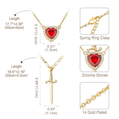Sacred Heart Dagger Necklace