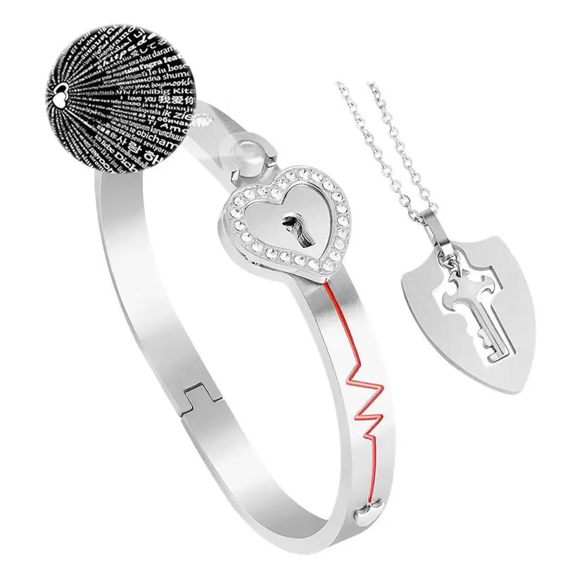 100 Languages I Love You Heart Lock & Key Set